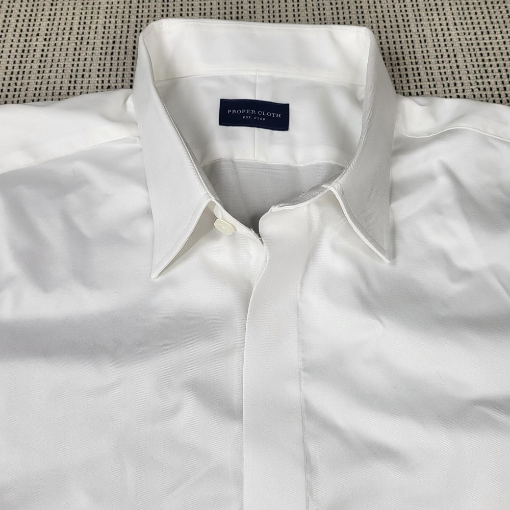 Proper Cloth Dress Shirt Mens XL‎ White French Cuff Spread Collar Long Sleeve
